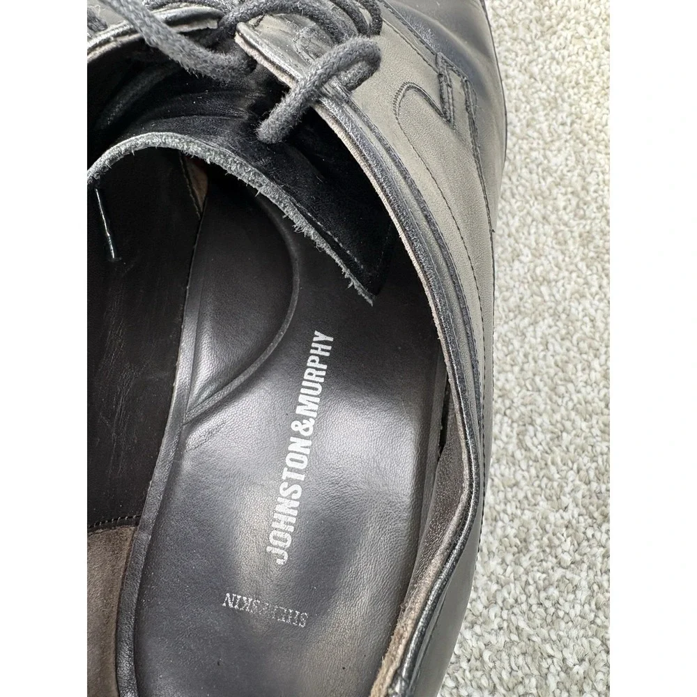 Johnston & Moore Mens Black Leather Cap Toe Oxford‎ Dress Shoes Size 14M Classic
